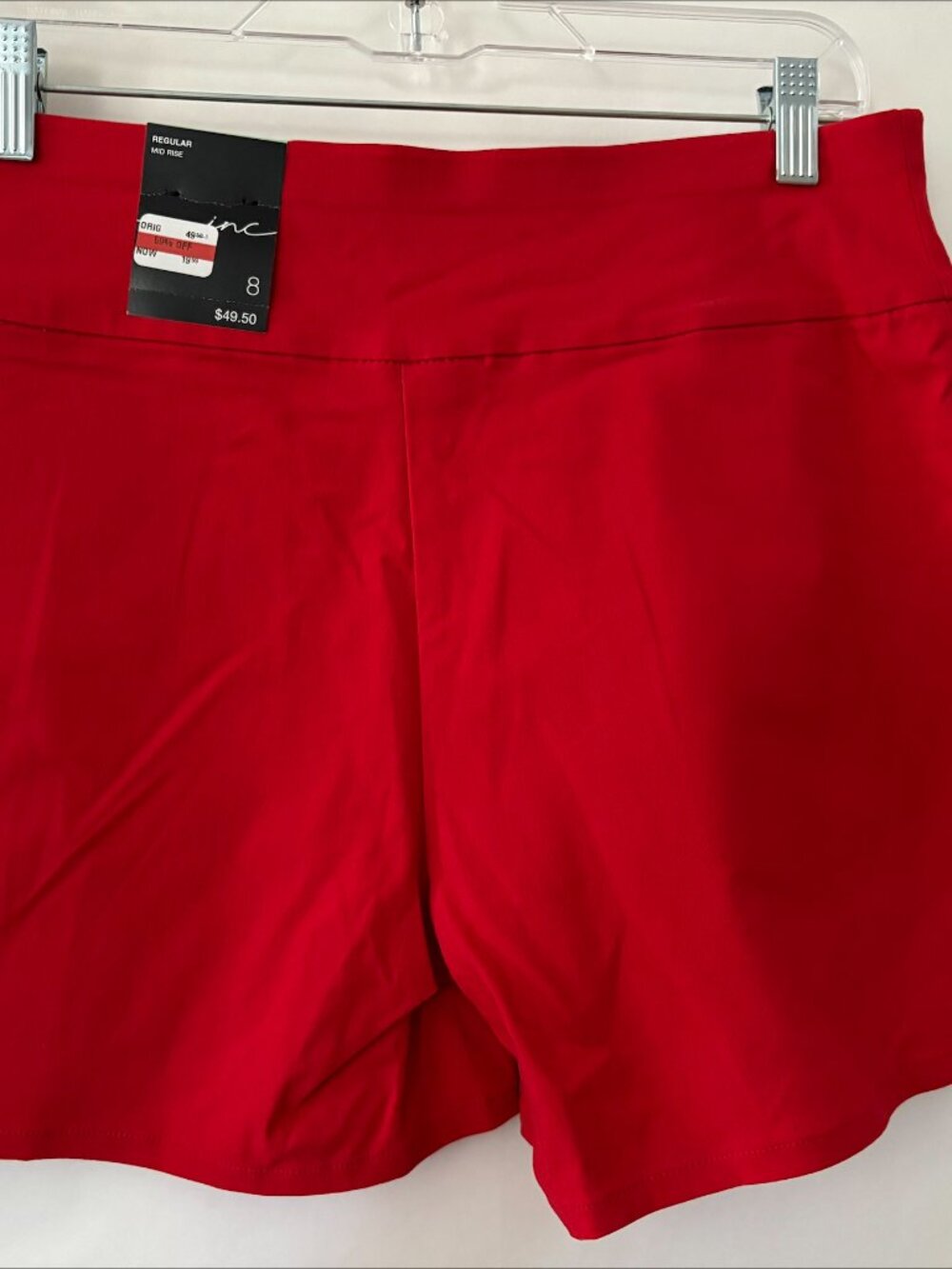 NWT INC International Concepts Red Mid-Rise Flat Front Shorts 5" Inseam Size 8 - Picture 4 of 8